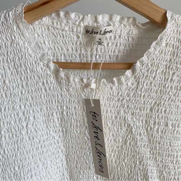 $249 NWT White For Love And Lemons “Sandy” Puff Sleeve Mini Dress Sz X-Large - Picture 6 of 13